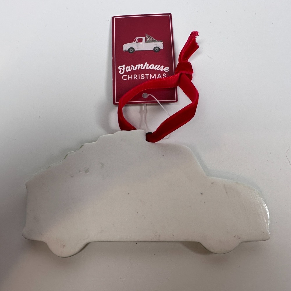 Farmhouse Christmas Green Porcelain Ornament Truck Christmas Trees Delivery NEW - Picture 8 of 8